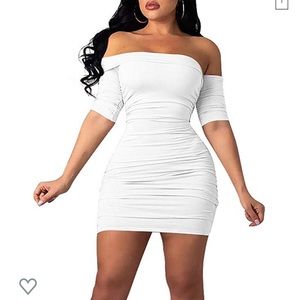 Off the Shoulder Bodycon Ruched Mini Dress